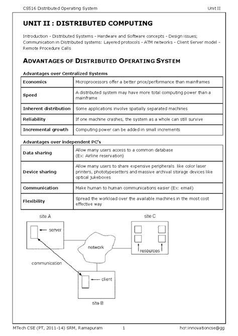 CS516 Distributed Operating Systems: Unit II Overview and Concepts ...