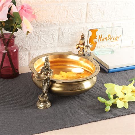 Deep Laksmi Design Brass Traditional Urli Bowl Decor Showpiece
