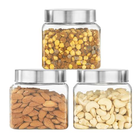 Buy KOLORR Classic Square Plastic Pet Jar Kitchen Storage Organiser ...