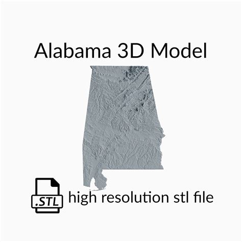 Archivo 3D USA State of Alabama Topographic Map - 3D Terrain Elevation ...