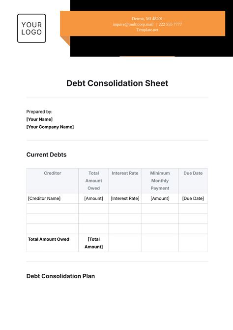 Free Debt Consolidation Sheet Template to Edit Online