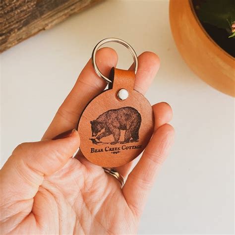 Leather Custom Logo Keychain - Etsy