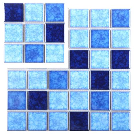 Blue Crystal Glaze Ceramic Mosaic Floor Tiles Bathroom Tiles Swimming ...