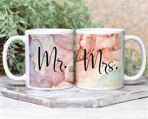Buy THEKY Mr and Mrs Mugs Set - Wedding Gifts for Couple, Engagement ...