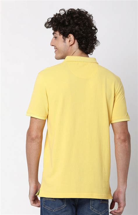 Men Premium Butter Yellow Cotton Regular Fit Polo T-Shirt - Underjeans ...
