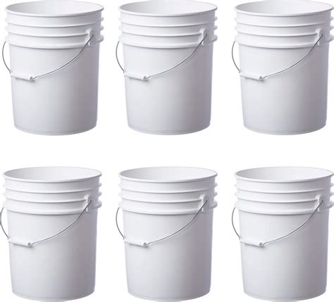 Amazon.com: 5 Gallon Bucket, 6 pcs Pack, Food Safe, Free BPA, White ...
