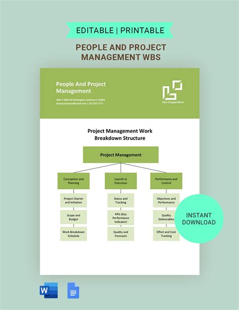 Editable Work Breakdown Structure Templates in Word to Download