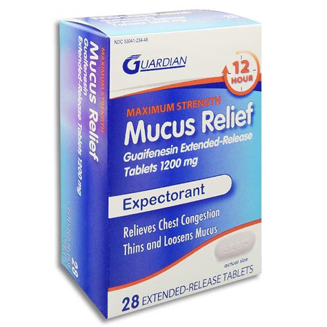 Guardian Mucus Relief 12 Hour Extended Release Guaifenesin, 1200mg ...