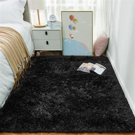 Buy Ophanie Area Rugs for Bedroom Living Room, Black Fluffy Fuzzy Shag ...