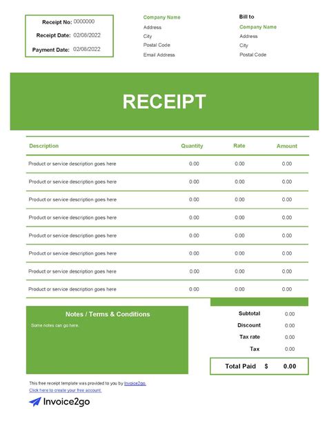 Image result for Receipt Template