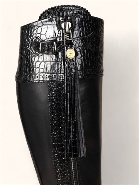 Tall Mock Croc Spanish Boots in Black Leather – The Spanish Boot Company