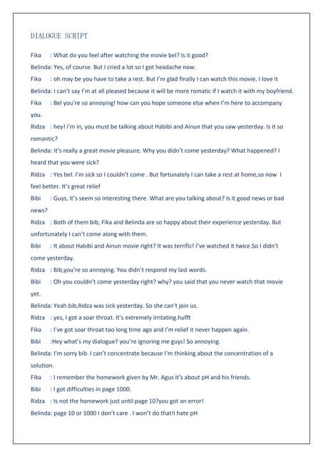 Image result for Script with No Dialogue Examples