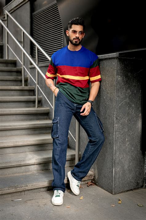 Gritstones Multi Color Block Oversized T-Shirt