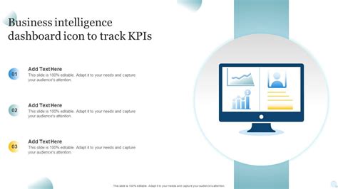 Business Intelligence Dashboard Icon To Track KPIS PPT Template