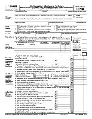 IRS 1040-NR 2013 - Fill out Tax Template Online
