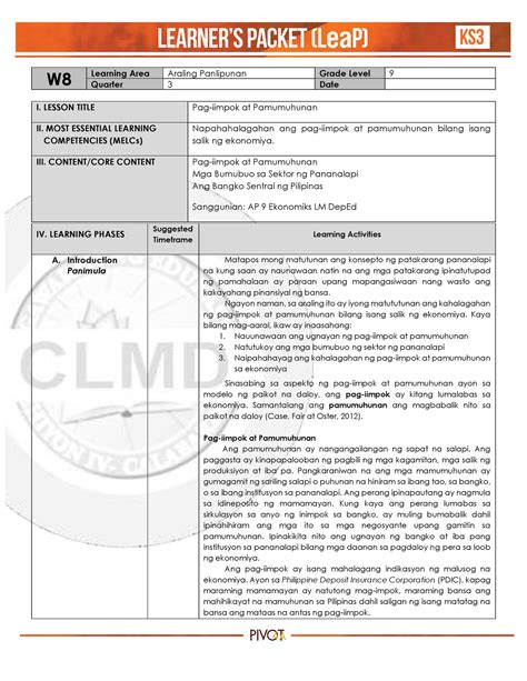 Lea P-AP-G9-Week 8-Q3 - LEAP ARALING PANLIPUNAN 9 - W Learning Area ...