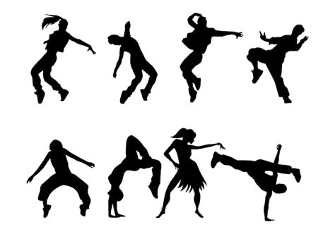 Silhouettes of breakdancing figures in dynamic poses | Premium Vector