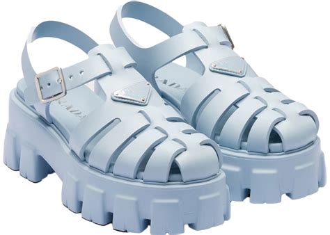 Prada Monolith Foam Rubber 55Mm Sandals Light Blue – Kicks Machine