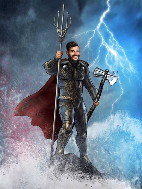 Personalized Poseidon Illustration | Thor Custom Portrait, Percy ...