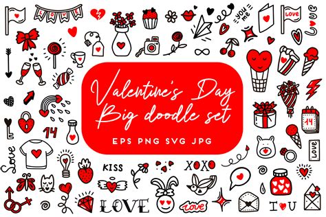 Valentine's Day Doodle Set.Valentine Graphic by Art's and Patterns ...