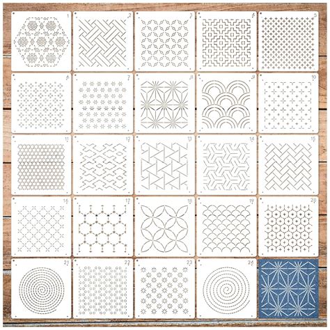 24pcs Embroidery Stencils for Crafts Reusable Geometric Line Quilting ...