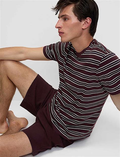 Buy Pure Cotton Waffle Striped Pyjama Set at Marks & Spencer