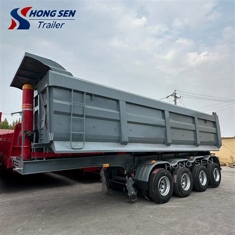 U-Shaped End Dump Truck Trailer with 16 Wheels 4-Axle Rear Dump Semi ...