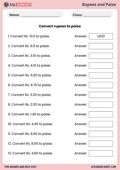 Worksheet Of Money Rupees For Kids