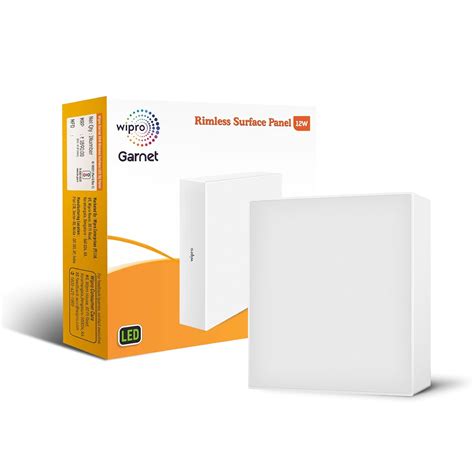 wipro Garnet 12W Rimless Square LED Surface Panel | Warm White Light ...