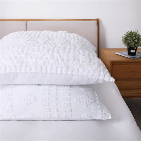Amazon.com: White Euro Sham Covers Shabby Chic Boho Tufted 26x26 Set of ...