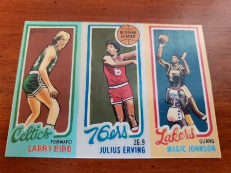Basketball Art Card Print of Larry Bird, Dr. J, Magic Johnson, Rookie ...