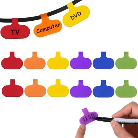 12PCS Multi-Color Write On Cord Labels,Cable Labels Tags and Wire Tags ...