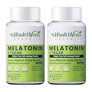 Health Veda Organics Melatonin (10 mg) + Tagar (125 mg) | 120 Veg ...