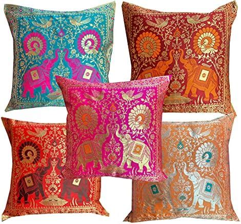 Buy Royal DecoFurnishing Brocade Silk 200TC Cushion Covers, 16x16 inch ...