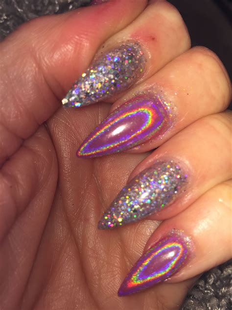 Rainbow chrome/silver sparkle | Chrome nails, Chrome nail art, Rainbow ...