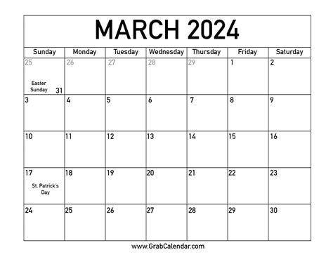 March 2025 Calendar With Holidays Printable
