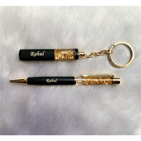 Gold Flake Pen & Keychain Set – Sajawat Official