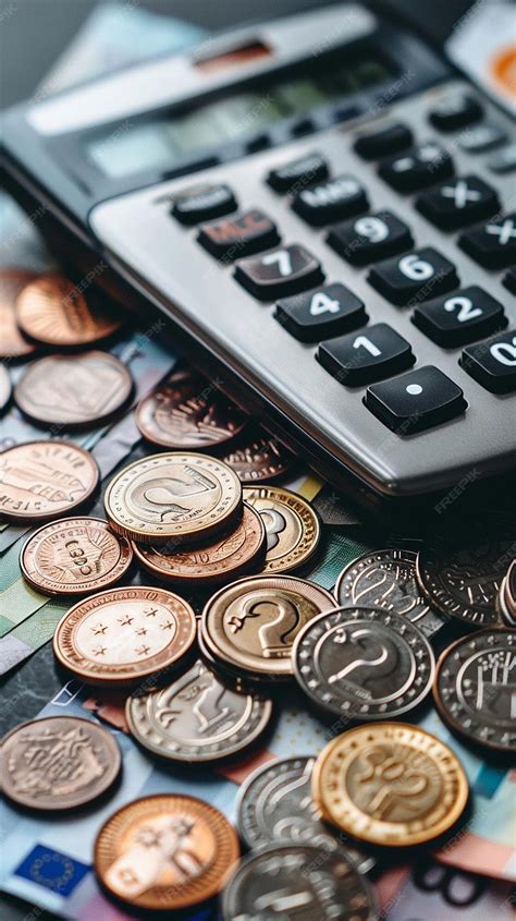 Premium Photo | Financial Calculation Euro Coins and Calculator