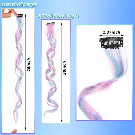Lykoow 40 PCS 26 Unicorn Color Clip in Hair Extensions for Women, Girls ...