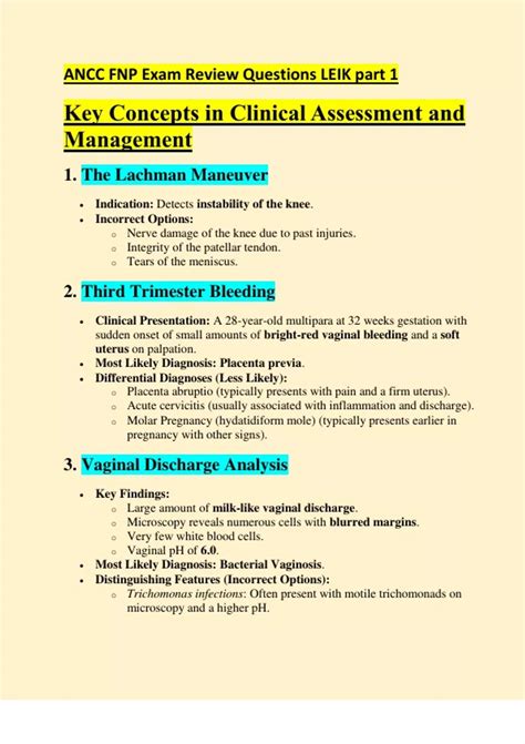 ANCC FNP Exam Review – LEIK Part 1 Clinical Questions and Rationales ...