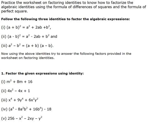 Image result for Factorisation Class 8 Worksheet Diamond Method