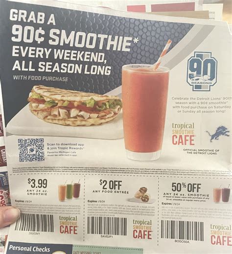 Detroit Lions: Tropical smoothie coupon in mailers. : r/Tropicalsmoothie