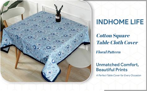 Buy INDHOME LIFE Cotton Square Table Cloth Cover | Floral Pattern, 60 x ...
