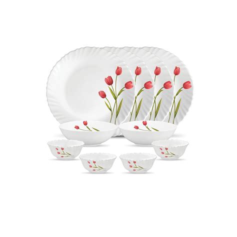 La Opala Novo Collection Opal Glass Crockery | for Family of 4 | Dinner ...