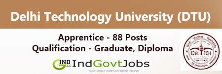 DTU Recruitment 2023 Apply Online for 88 Apprentice Vacancies