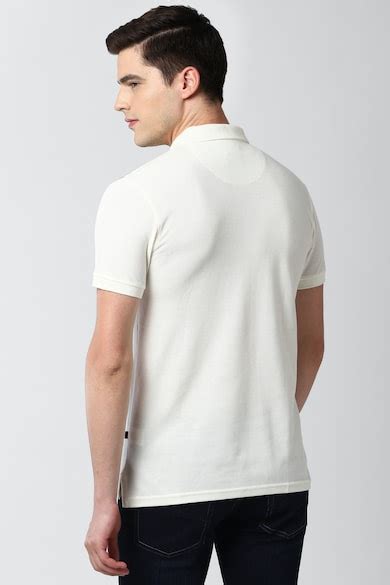 Buy Men Cream Stripe Polo Neck Collar T-shirt Online - 608499 | Peter ...