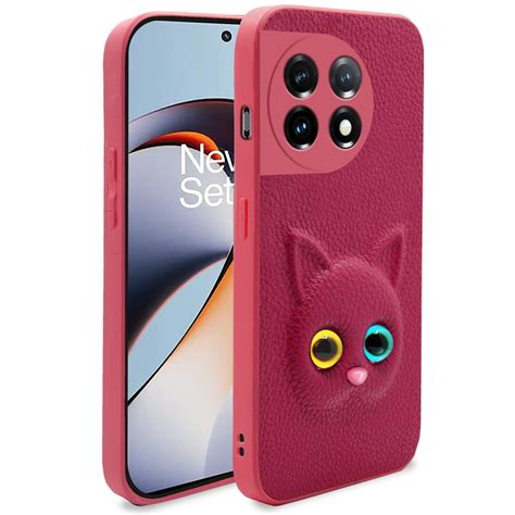 Pikkme OnePlus 11R Back Cover for Girls | Cute Cat Leather Finish ...