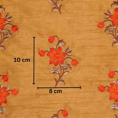Dalia Floral Buta on Beige Semi Raw Silk Embroidered Fabric – Zarinama