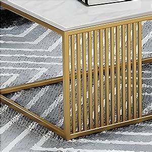 CREATIVE SKILLS Open Rectangle Table Marble Look Coffee Table with ...