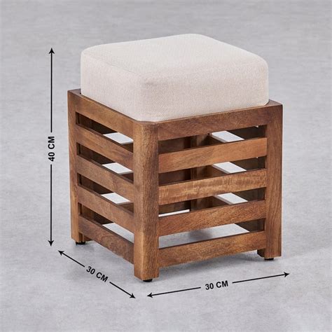 Buy Aminah Fabric Pouffe Stool - Beige from Home Centre at just INR 1663.0